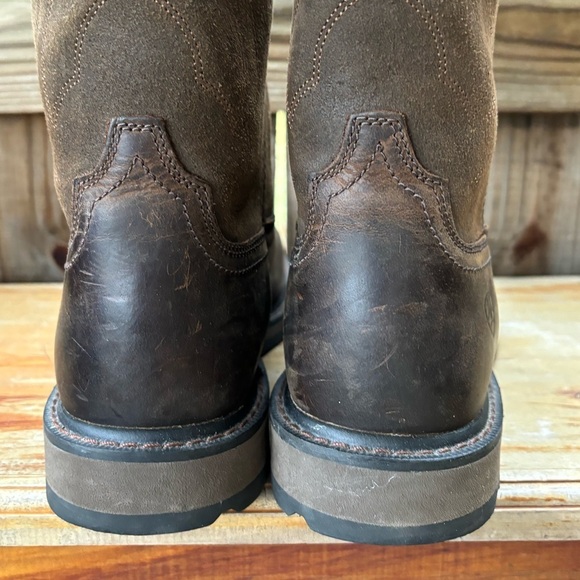 Ariat Brown Leather & Suede Groundbreaker Soft Round Toe Work Boots Size 11EE - Picture 12 of 15